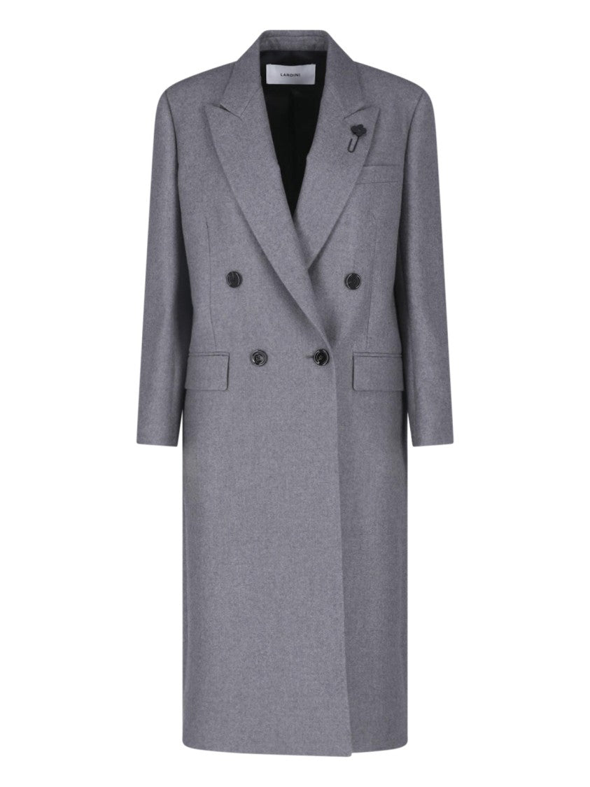 Lardini Grey Cashmere Double-Breasted Coat