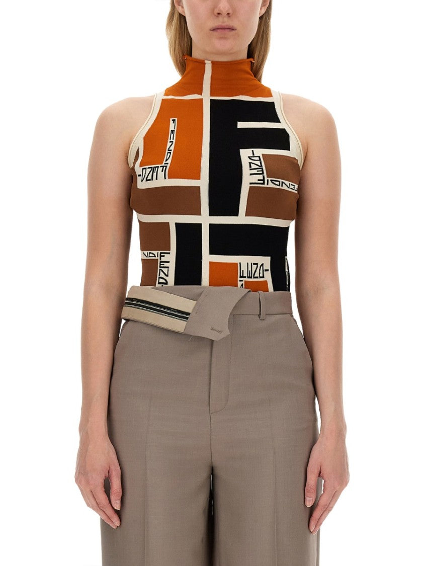 Fendi Ff Puzzle Pattern Top