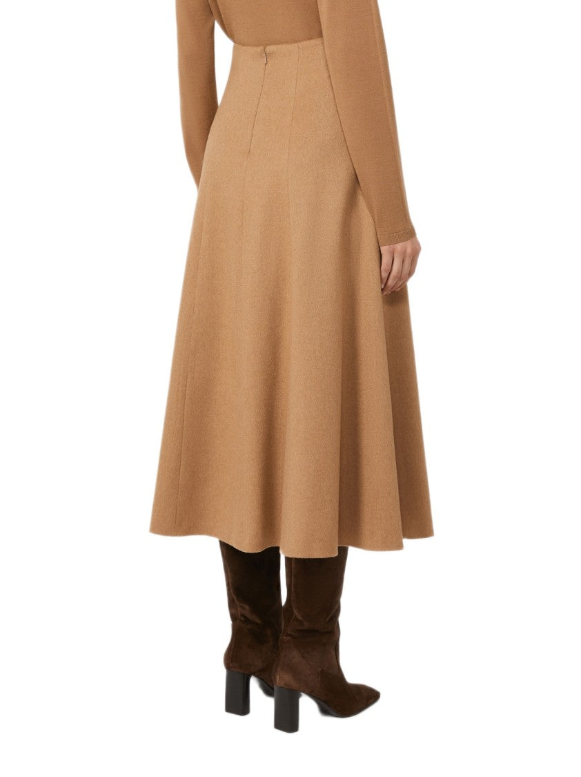 Max Mara A-Line Midi Skirt In Lightweight Camel Hair Fabric