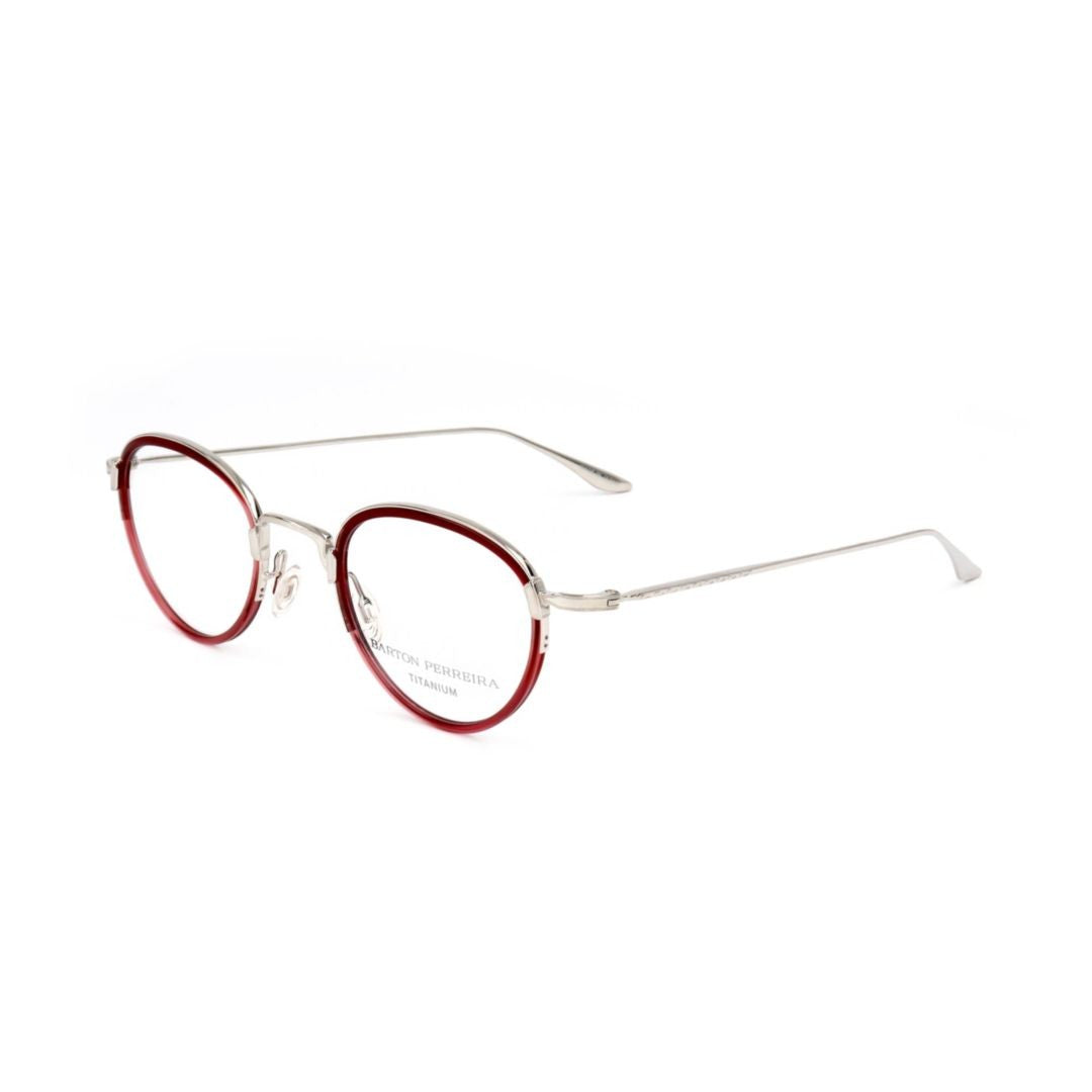 Barton Perreira Bp5003 480Hx Round Metal Frame Eyeglasses With Deep Red Accents