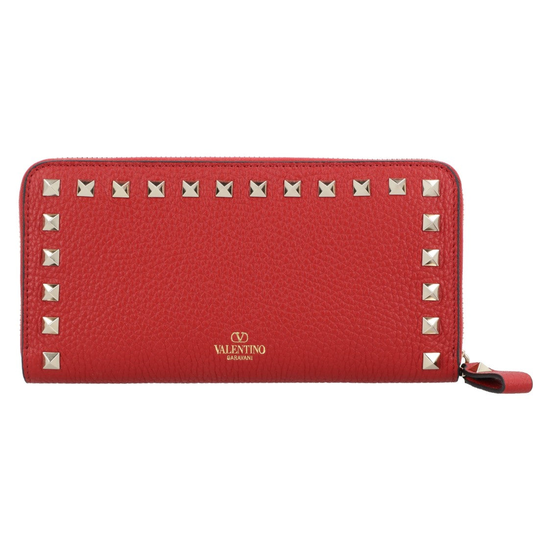 Valentino Leather Wallet With Zip And Rockstads