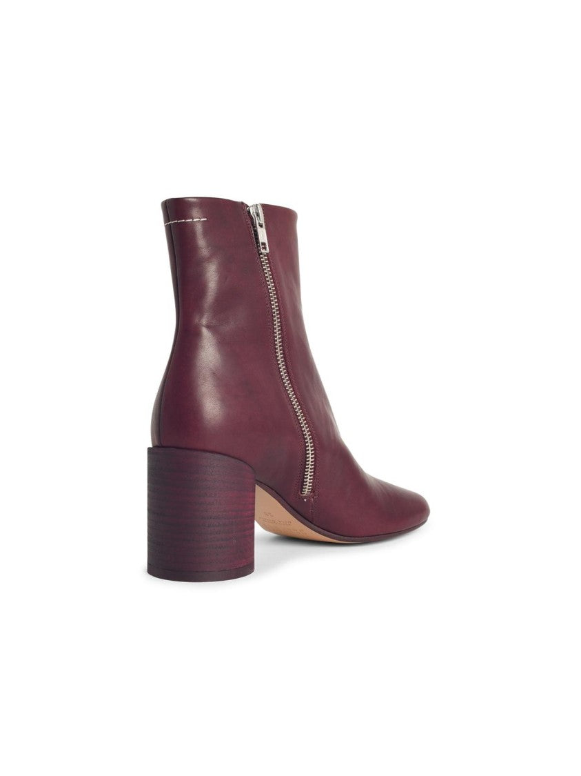 Mm6 By Maison Margiela Anatomic' Burgundy Leather Ankle Boots