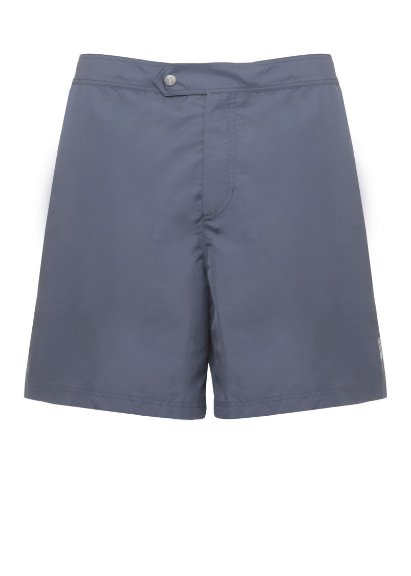Brunello Cucinelli Blue White Embroidered Swim Shorts