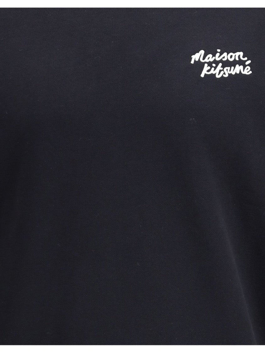 Maison Kitsuné Handwritten Logo Black Cotton Sweatshirt