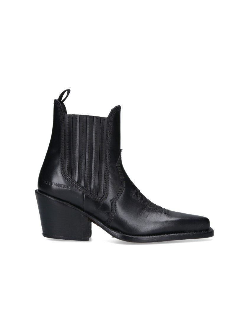 Dsquared2 Classic Black Boots With Smooth Finish