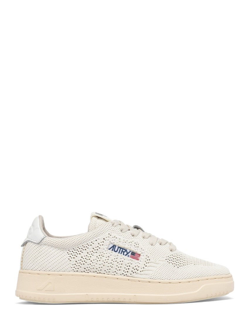 Autry Low-Top Sneakers With Knitted Upper And Leather Accents