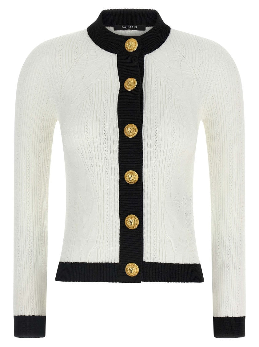 Balmain Two-Tone Crocheted Cardigan