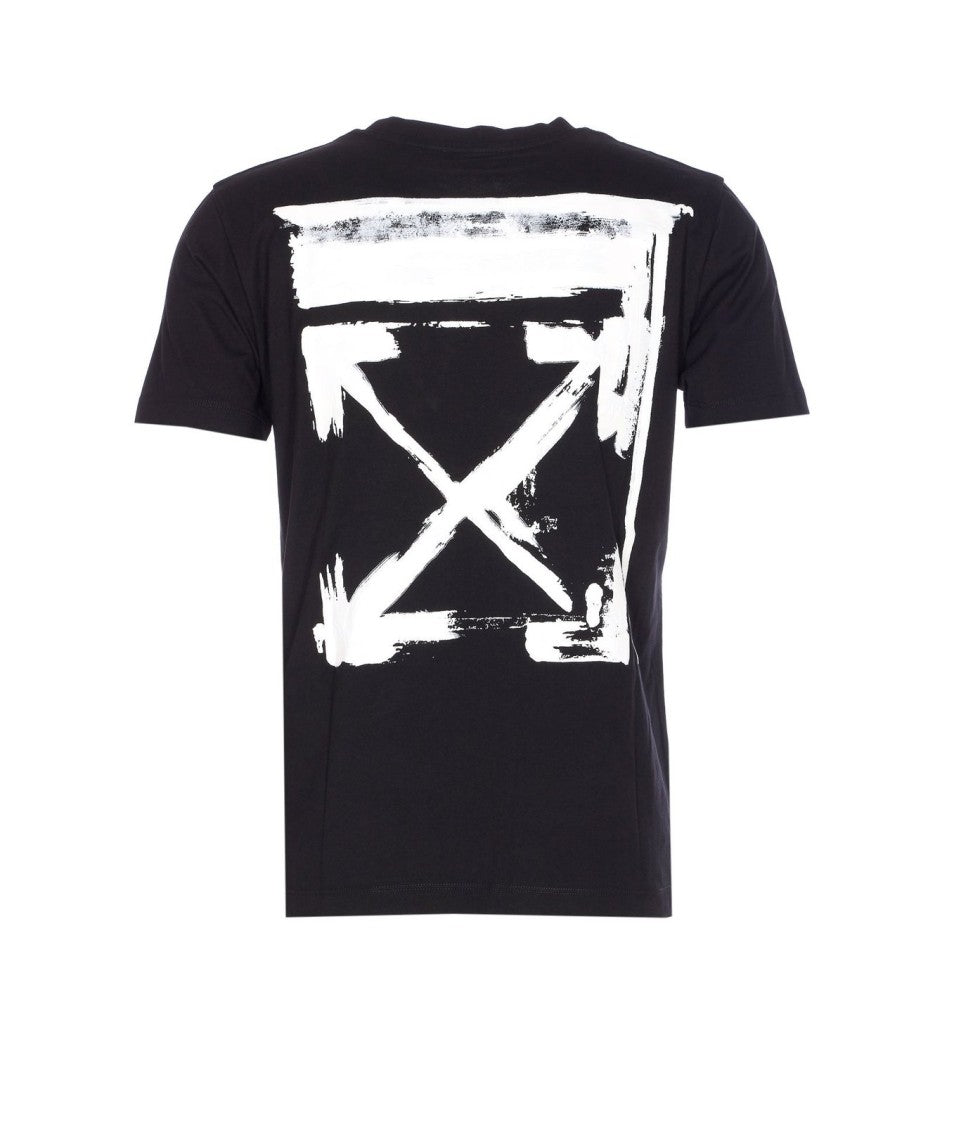 Off-White Plain Black T-Shirt With Standard Crew Neckline