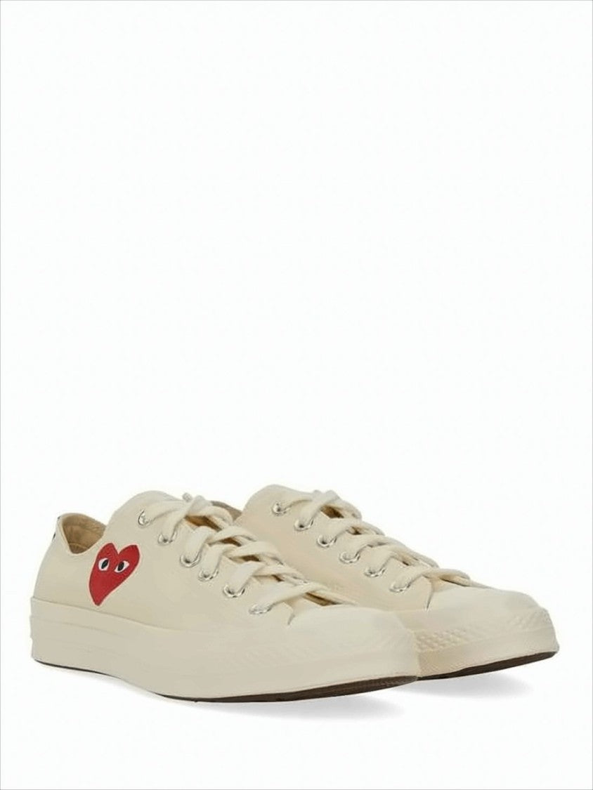 Comme Des Garçons Cotton Canvas Low-Top Sneakers With Iconic Heart Graphic