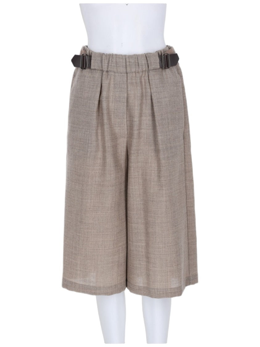 Alysi Knee-Length Pleated Wool-Blend Shorts
