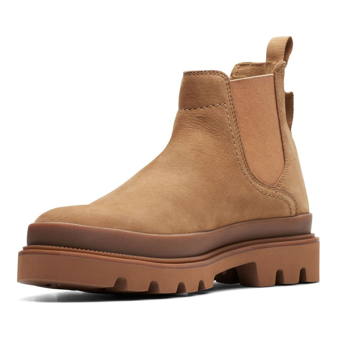 Clarks Badell Top Beige Elastic Side Nubuck Ankle Boots