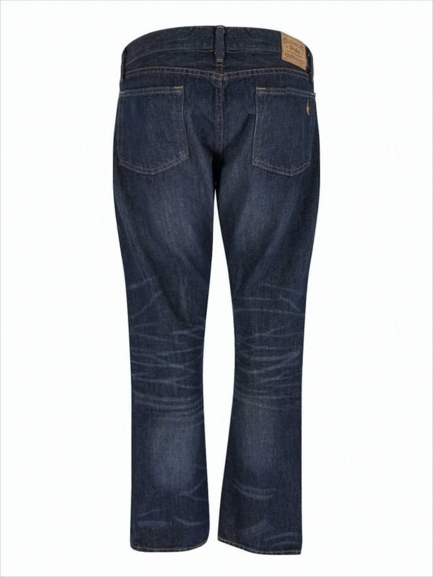 Polo Ralph Lauren Classic Five-Pocket Denim Pants With Leather Accents
