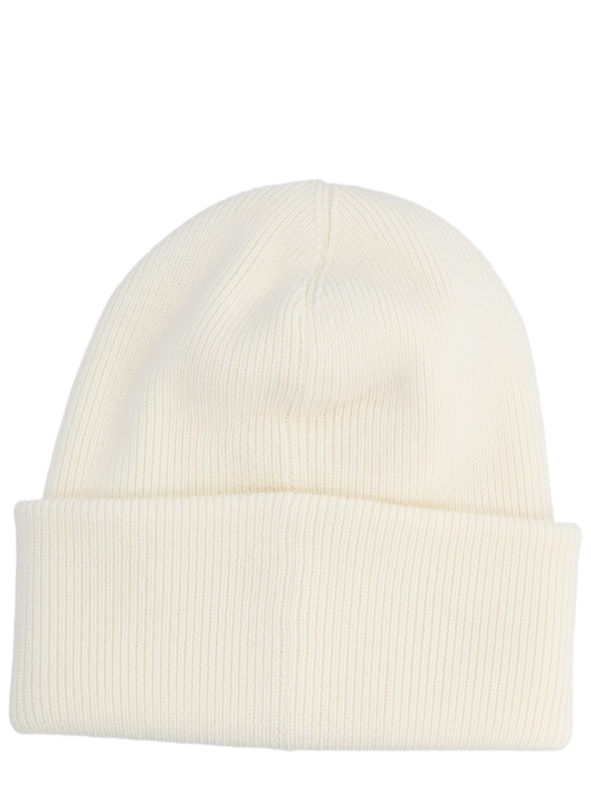 Canada Goose White Ribbed Knit Emblematic Cuff Beanie