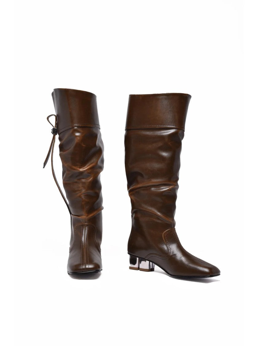 Ganni Brown Rubber Geometric Boots
