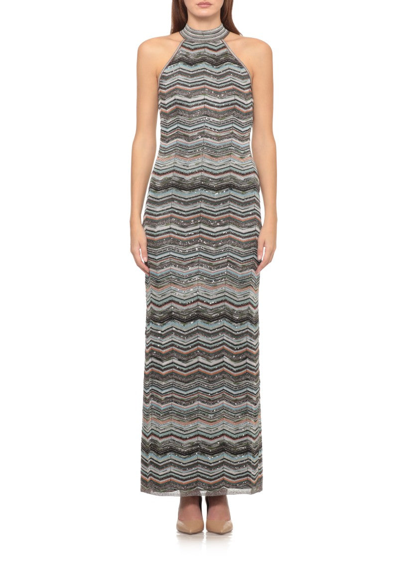 Missoni Multicolor Sequined Lurex Zigzag Viscose Maxi Dress