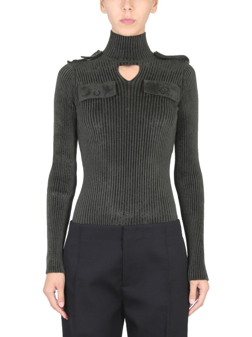 Bottega Veneta Military-Inspired High Collar Bottega Veneta Top