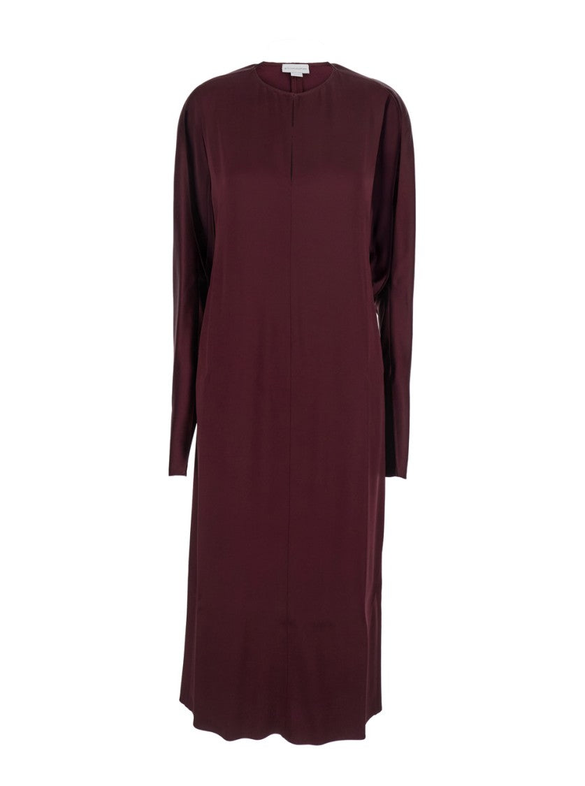 Stella Mccartney Bordeaux Midi Dress With Cape Sleeves