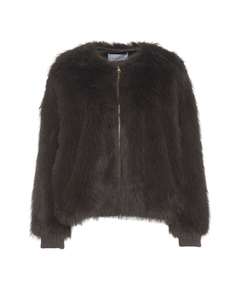 Kaos Plush Faux Fur Cropped Jacket