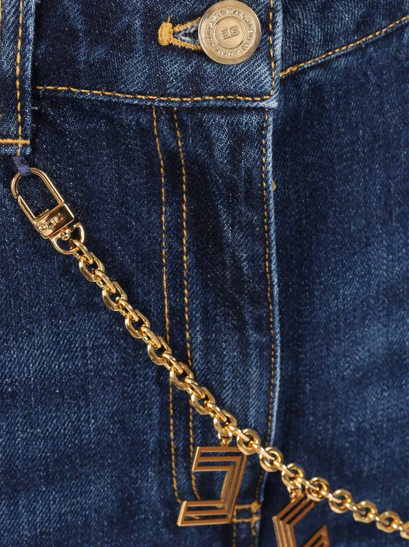 Elisabetta Franchi Relaxed Fit Jeans With Gold Chain Detail