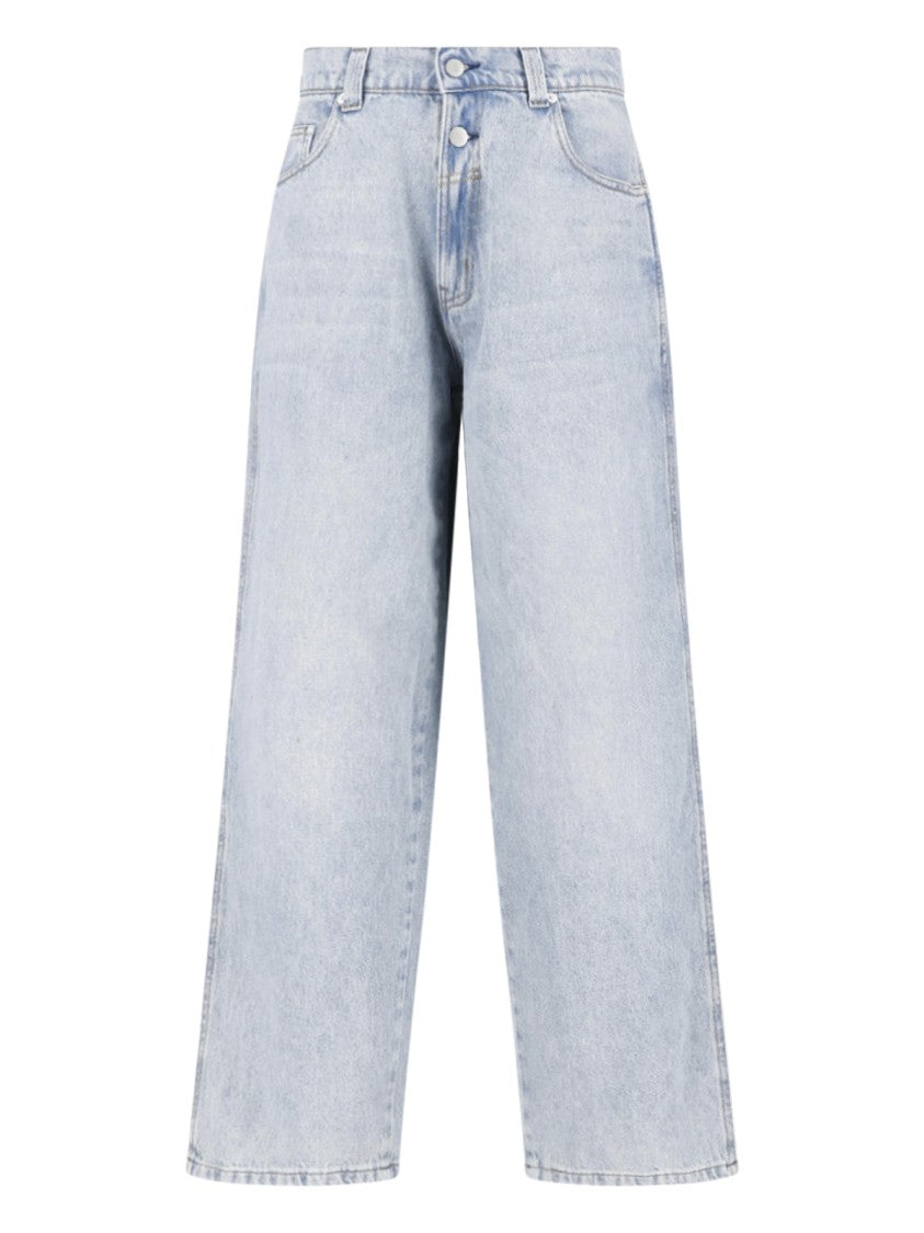 Gimaguas Light Blue Wide-Leg Cotton Denim Jeans