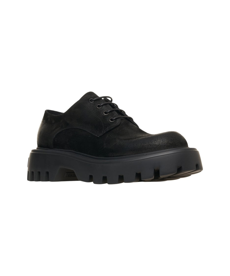 Mattia Capezzani Black Suede Lace-Up Shoes With Sole Design