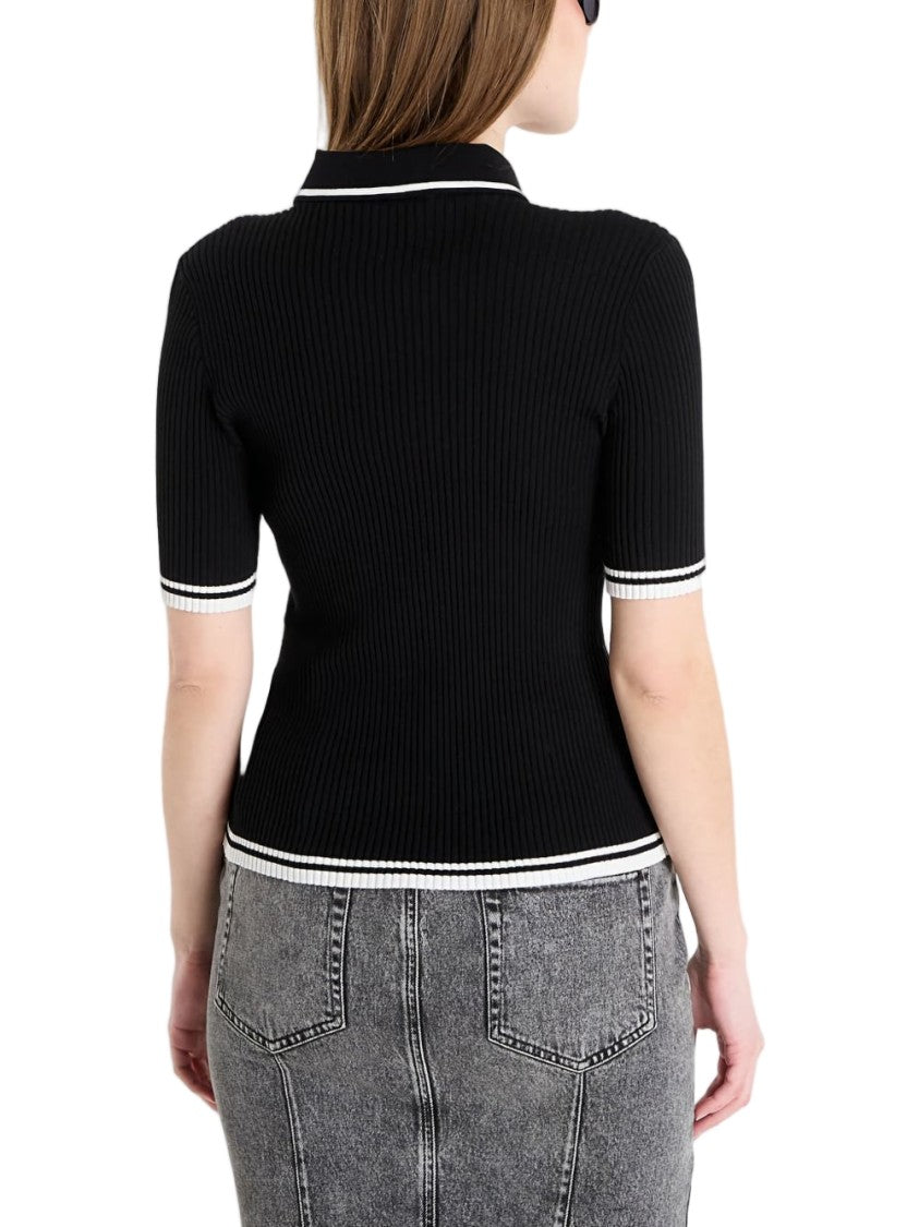 Off-White Black Rib-Knit Contrast Trim Top