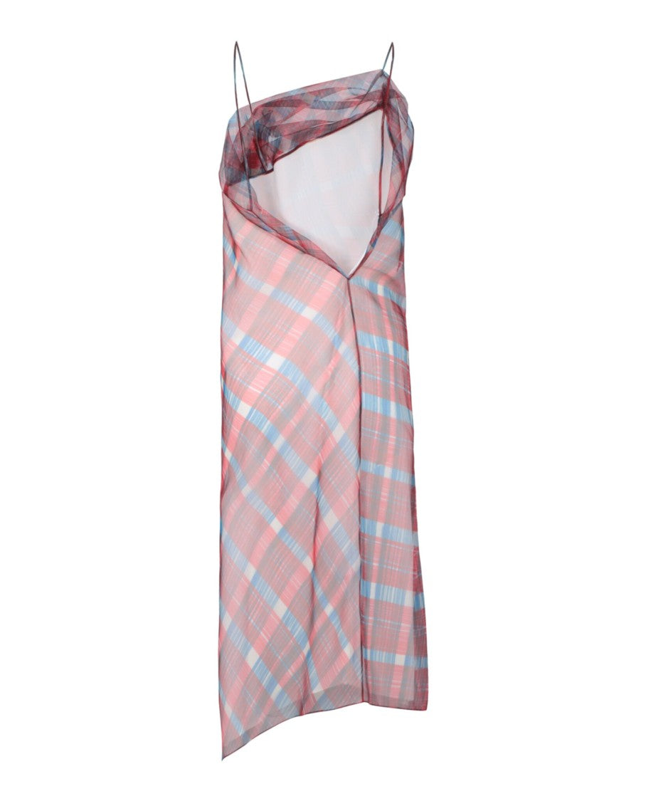 Ferragamo Plaid Asymmetrical Midi Dress