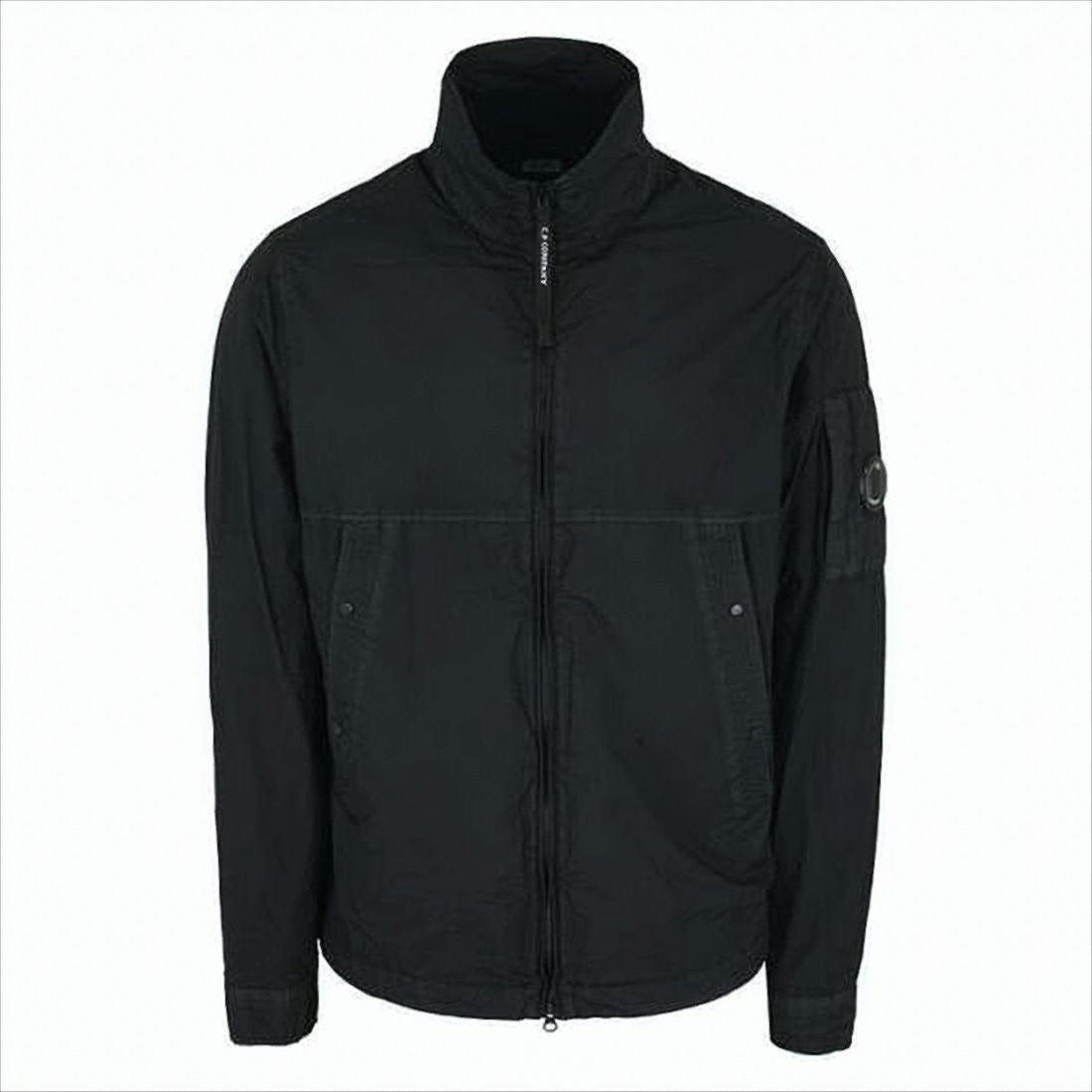 C.P. Company Lightweight Black Jacket With High Collar And Circular Lens Detail