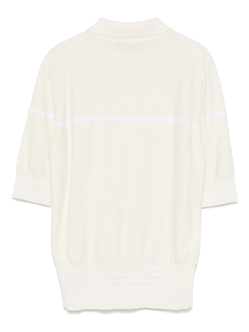 Lorena Antoniazzi White Soft Knit Cotton-Cashmere Polo Shirt