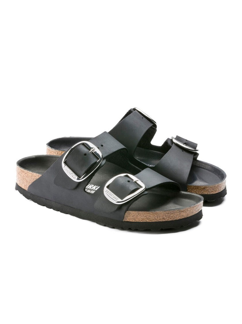 Birkenstock Elegant Double-Buckle Black Nubuck Sandals