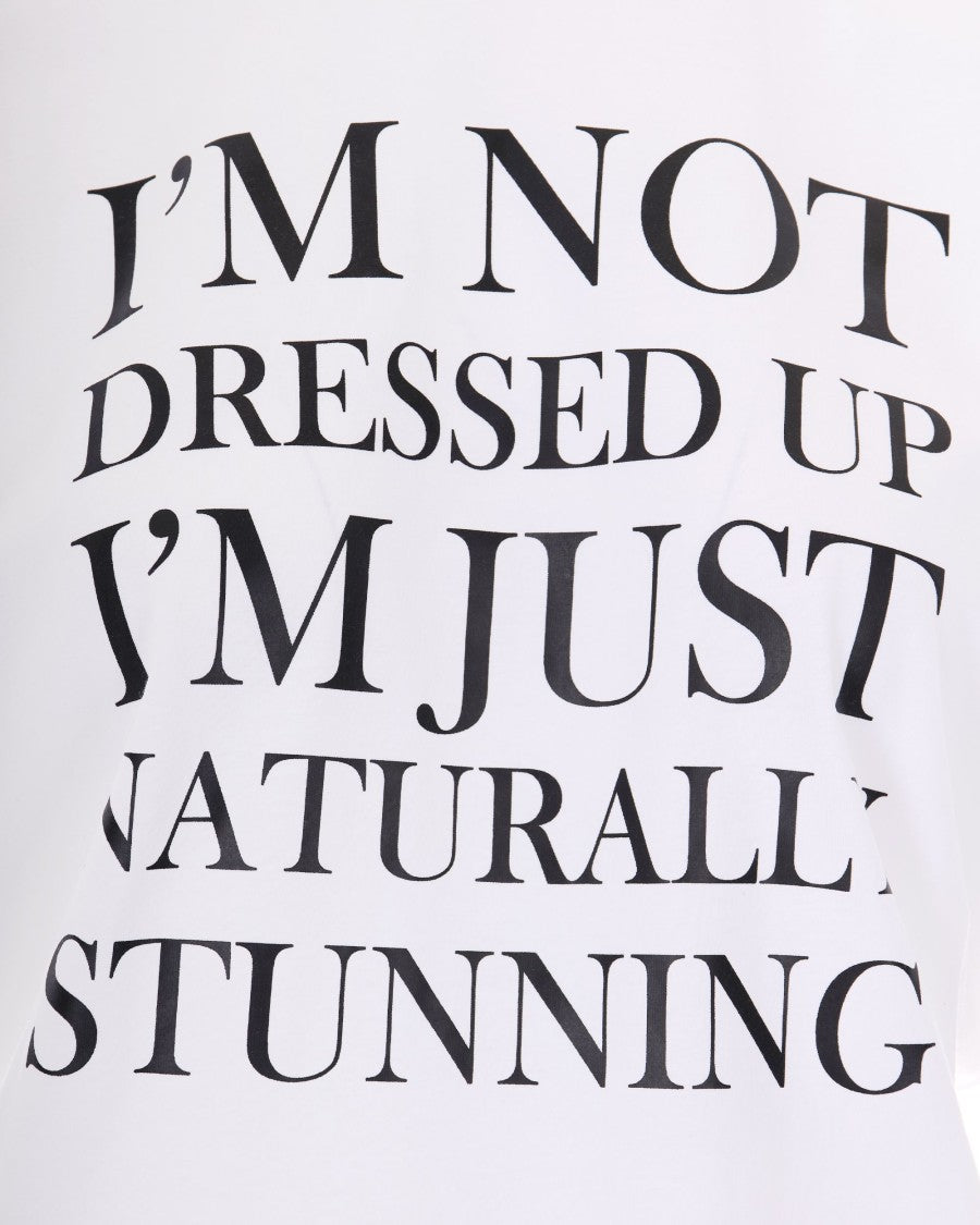 Elisabetta Franchi Oversized White Jersey T-Shirt With Bold Contrast Print