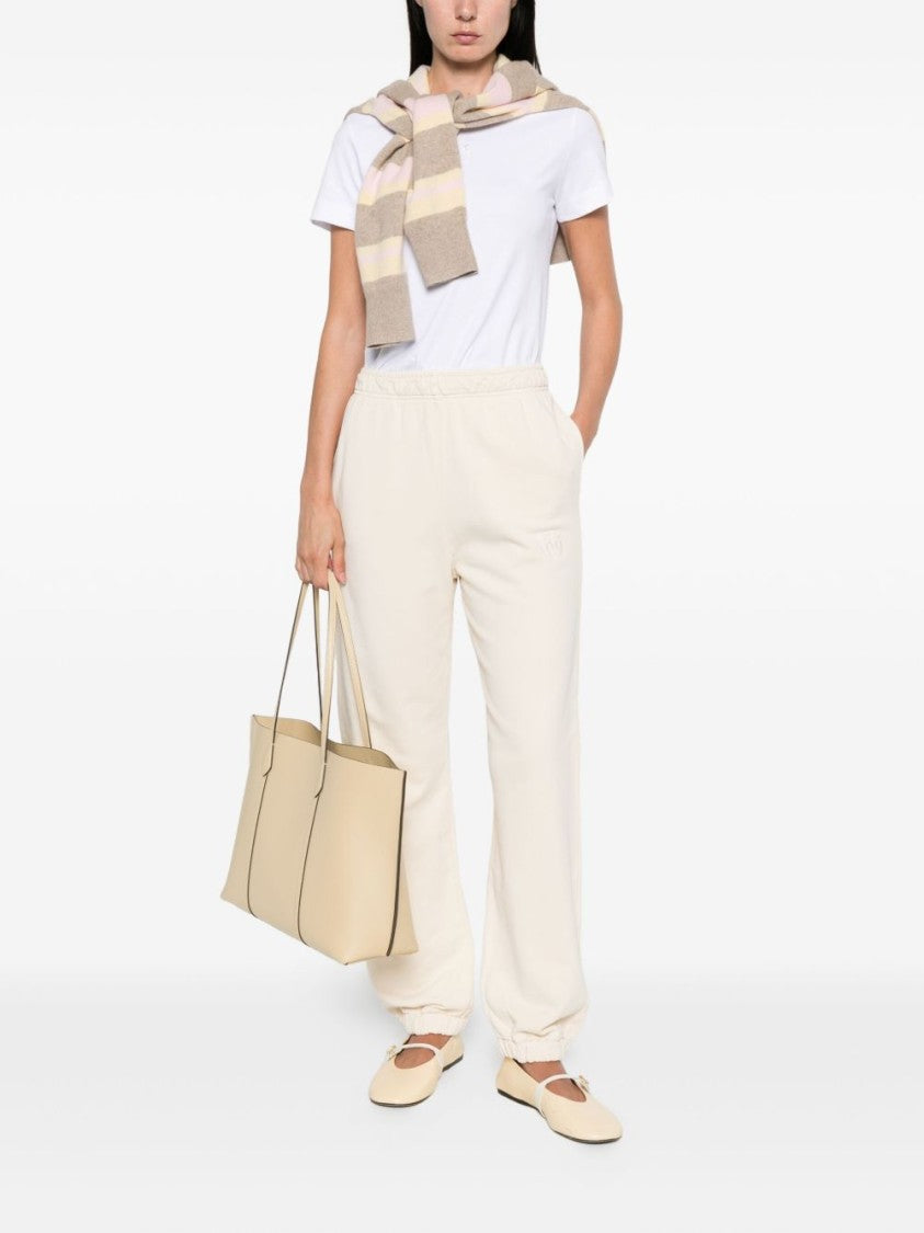 Pinko Wide Beige Trousers With Relaxed Fit