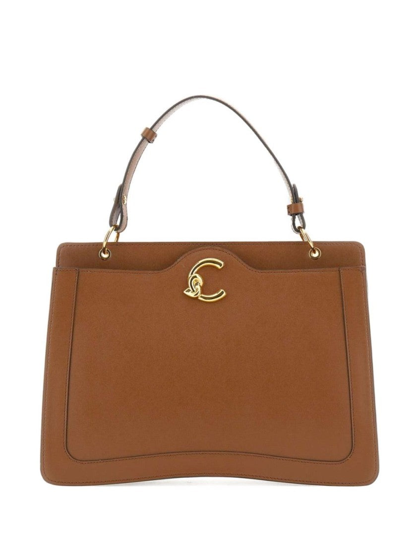 Coccinelle Structured Brown Leather Top Handle Handbag