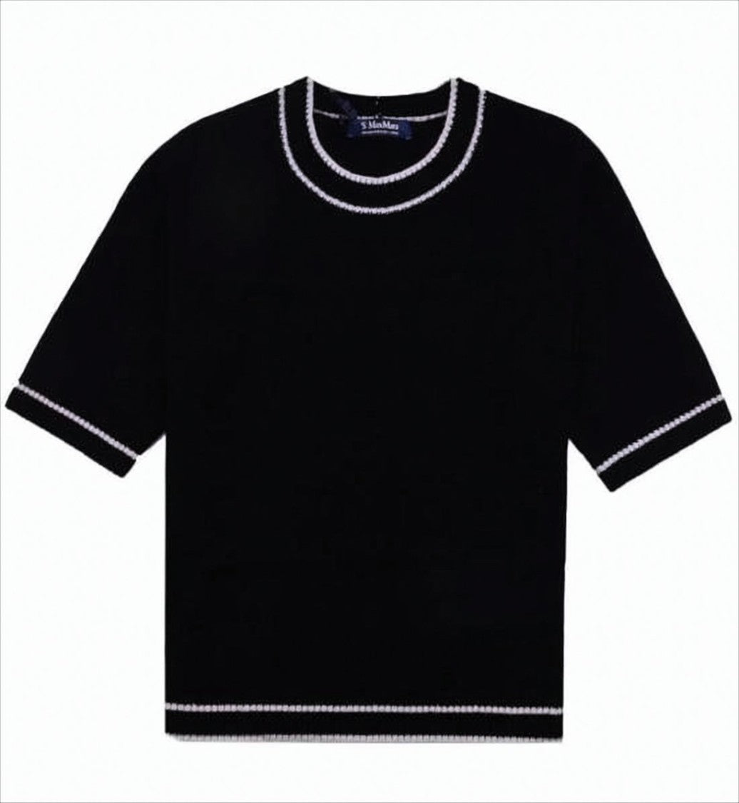 Max Mara Short-Sleeved Sweater With Contrasting Trim And Minimalist Design