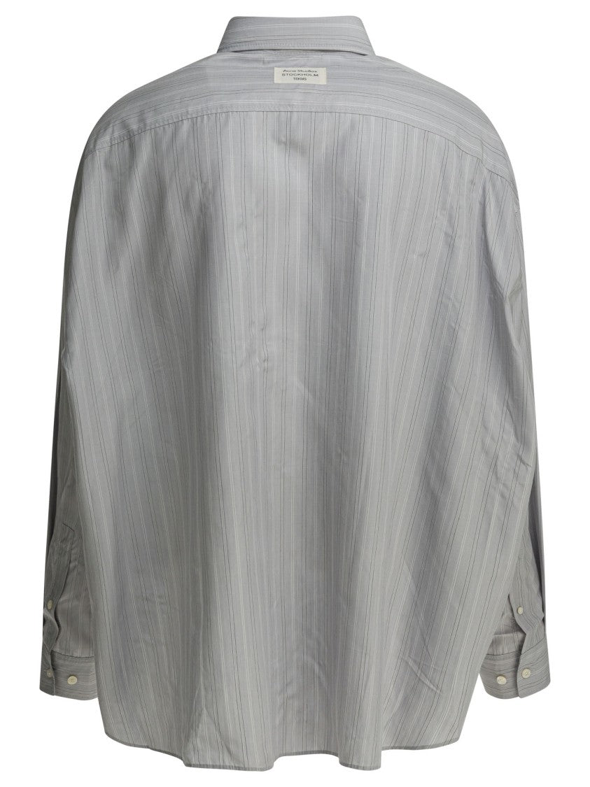 Acne Studios Boxy Grey Shirt With Vertical Stripe Pattern