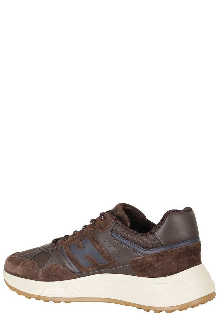 Hogan Brown Hyperlight Smooth Leather Suede Rubber Sole Sneakers