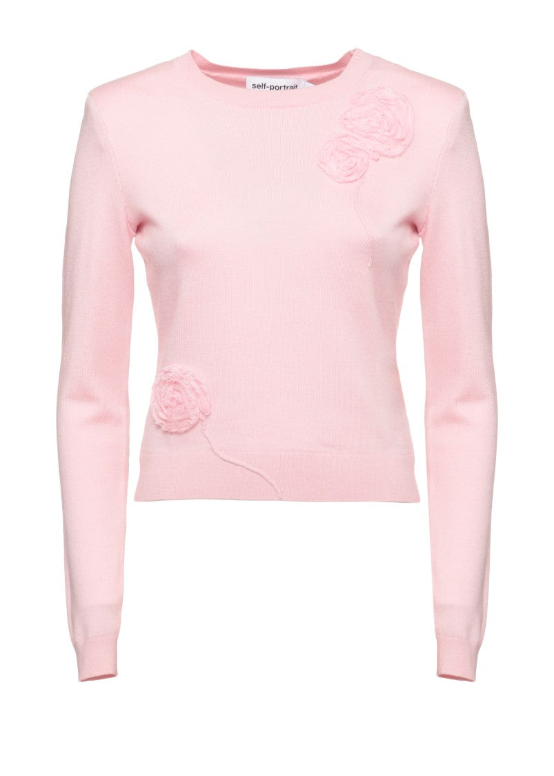Self-Portrait Pink Flower Lace Sweater