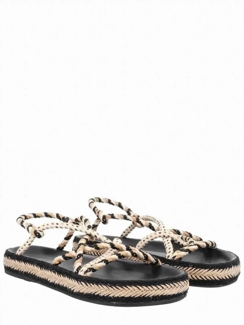 Isabel Marant Flat Sandal With Braided Trim And Intertwined Rope Straps