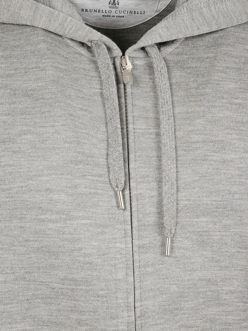 Brunello Cucinelli Heathered Grey Hooded Sweatshirt