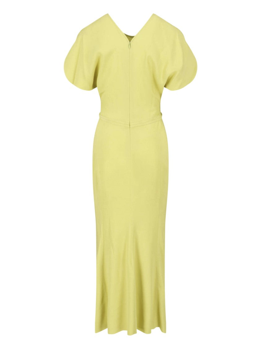 Victoria Beckham Soft Drape Midi Dress With Flutter Sleeves