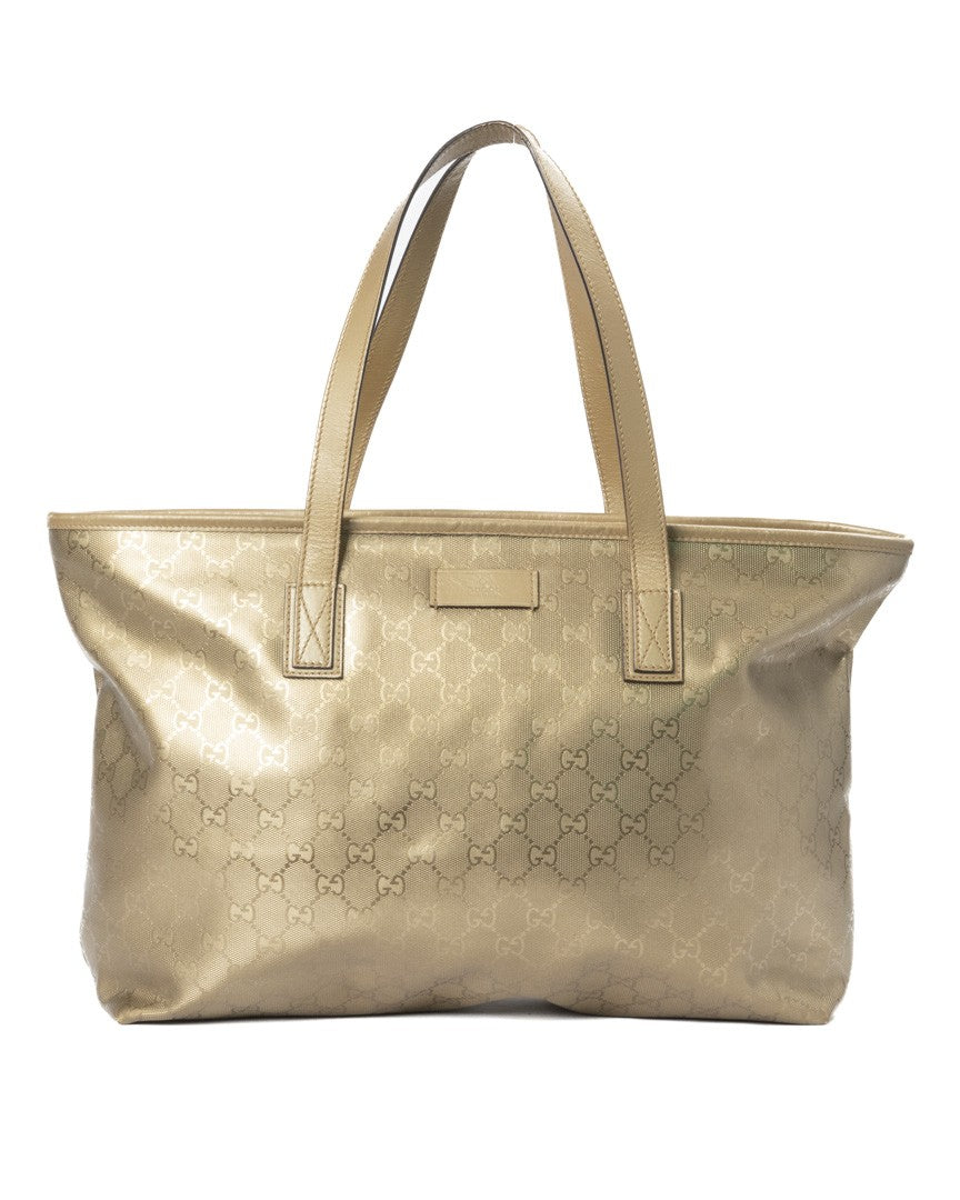 Gucci Large Gg Supreme Crystal Canvas Shopper With Leather Trims