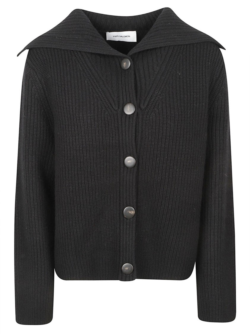 Yves Salomon Cropped Sweater With Ribbed Knit And Pointed Collar