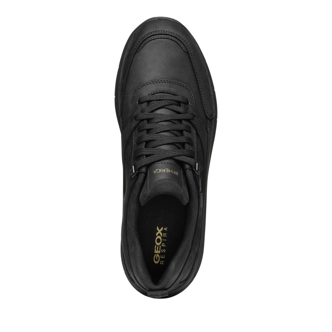 Geox Spherica Black All-Black Leather Sneakers