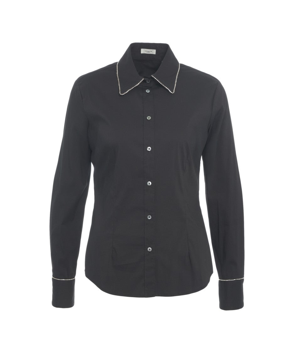 Himon's Long-Sleeve Blouse With Rhinestone Embellishments And Tailored Fit