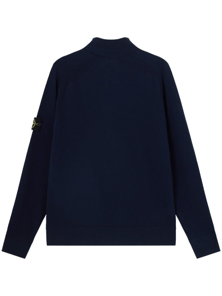 Stone Island Navy Blue Zip-Up Sweater