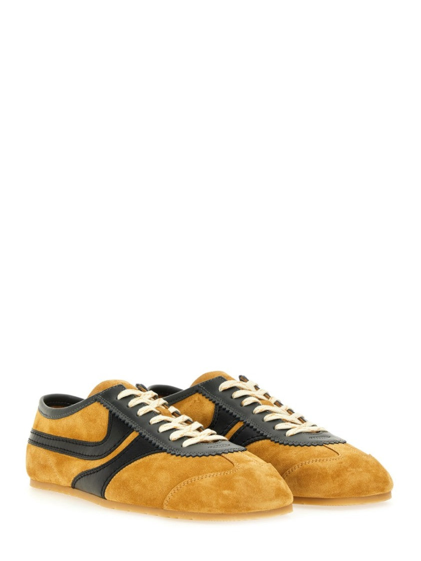 Dries Van Noten Suede Sneaker With Mustard And Black Accents