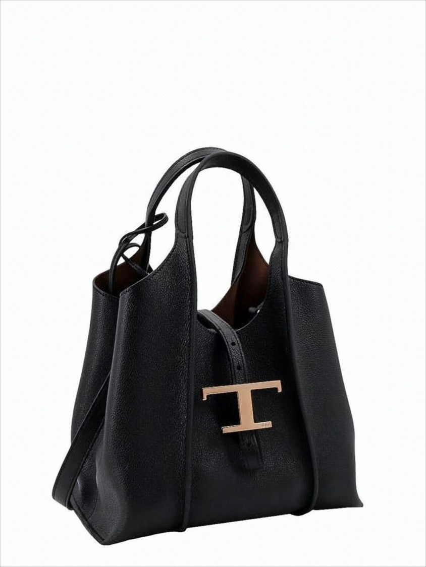 Tod's Textured Leather Tote Bag With Metallic Clasp