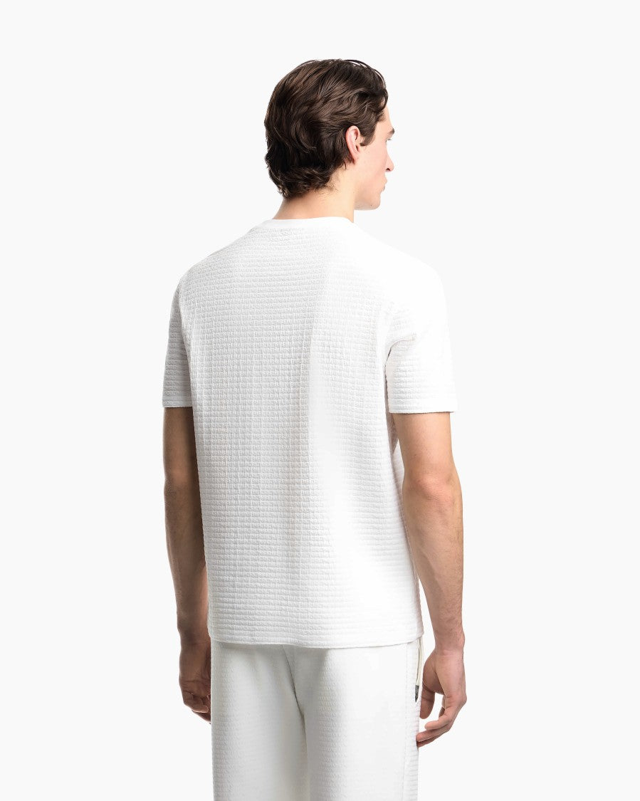 Emporio Armani Jacquard Jersey All Over Lettering T Shirt