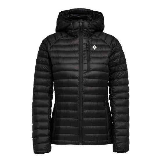 Black Diamond Quilted Down Jacket With Hood And Fitted Silhouette