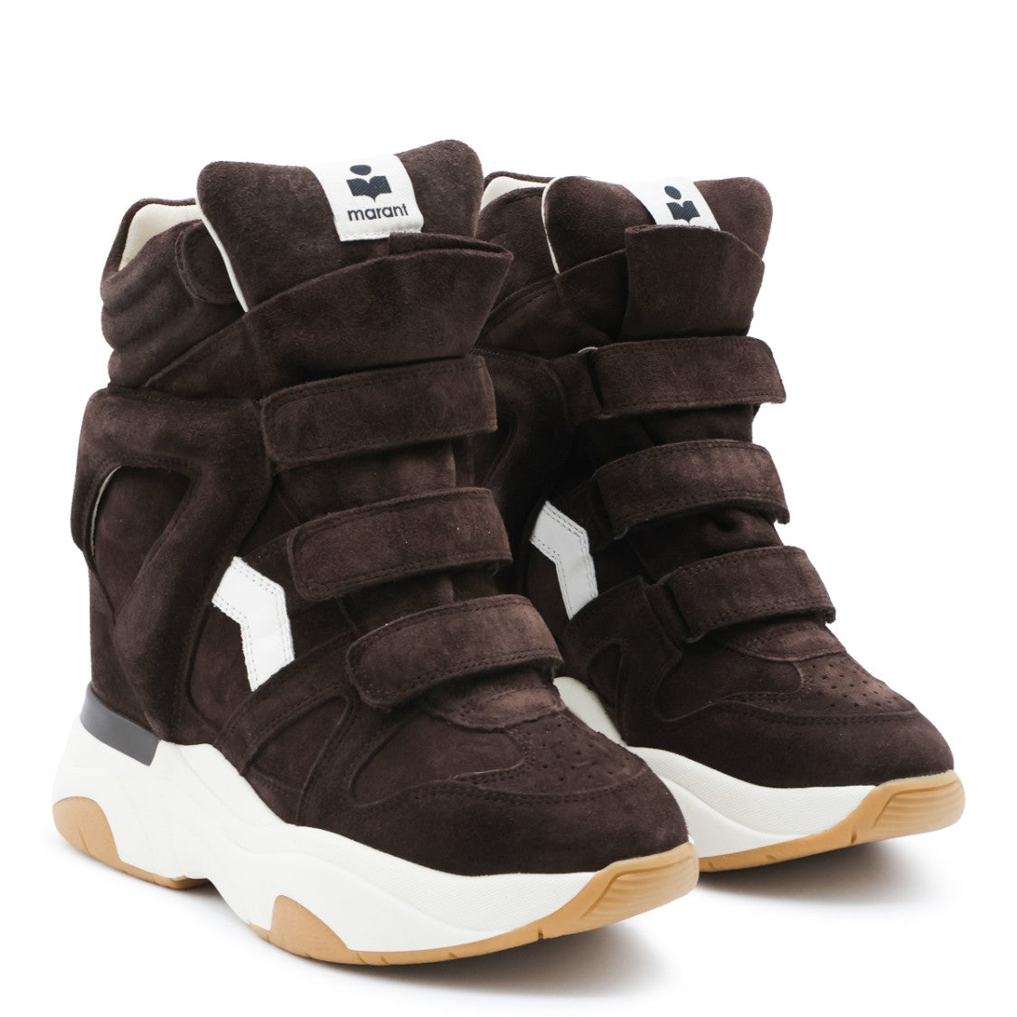 Isabel Marant Dark Brown Suede Velcro Sneakers